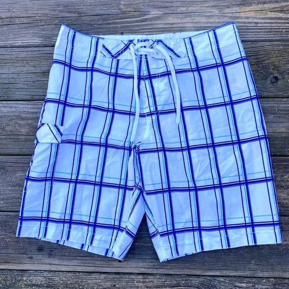 Old Navy Men’s board shorts swim trunks white and blue sz large - Picture 3 of 8
